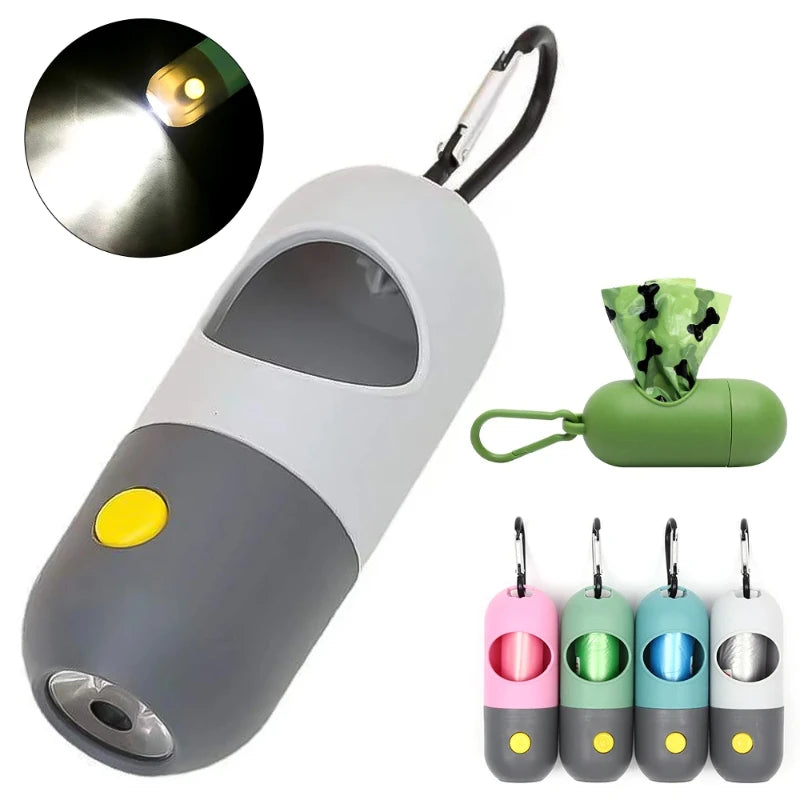 Dispensador de bolsas para excrementos de perro con luz LED