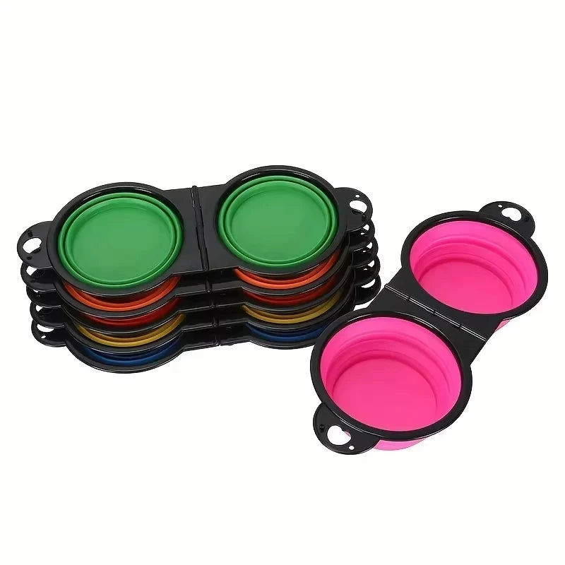 Silicone Travel Dog Bowl, 2-in-1 Collapsible Food and Water Bowl