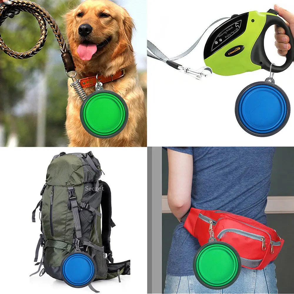 Cuenco plegable de silicona para mascotas, para comida y agua exteriores