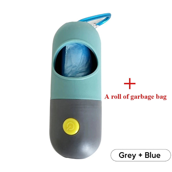 Dispensador de bolsas para excrementos de perro con luz LED