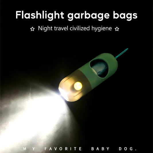 Dispensador de bolsas para excrementos de perro con luz LED