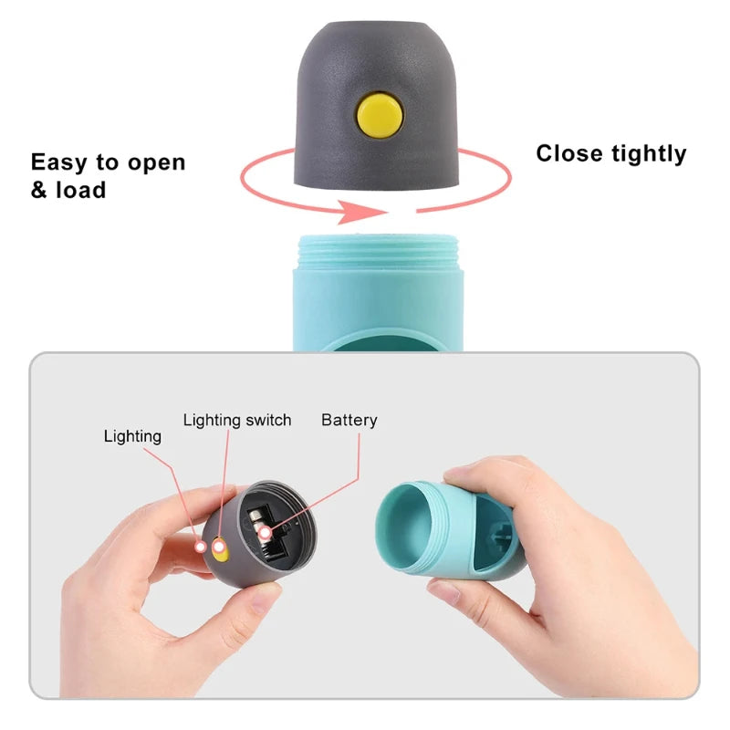 Dispensador de bolsas para excrementos de perro con luz LED
