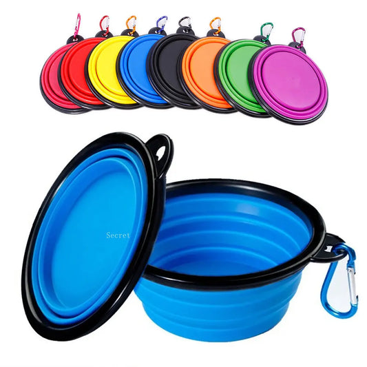 Cuenco plegable de silicona para mascotas, para comida y agua exteriores