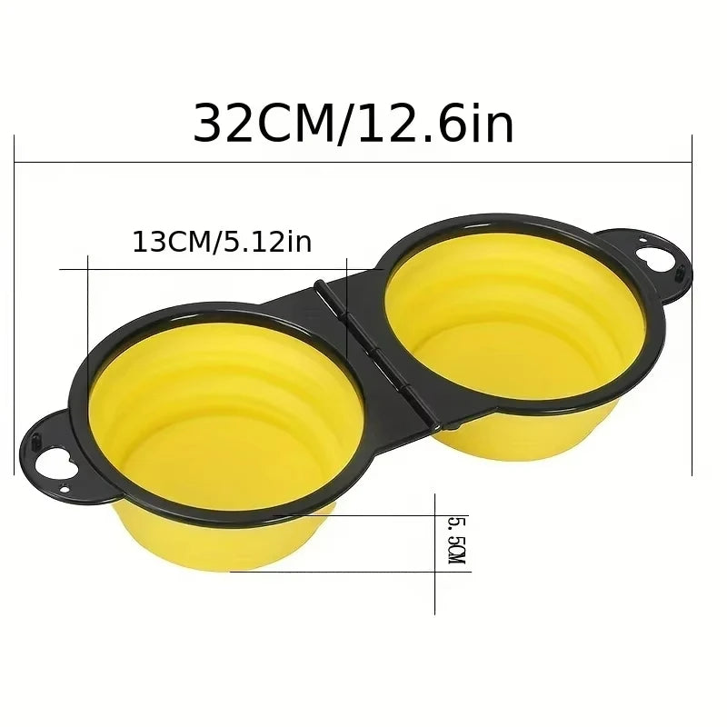 Cuenco de viaje de silicona para perros, 2 en 1, plegable, para comida y agua