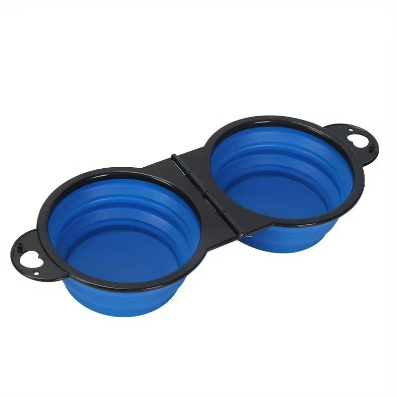 Cuenco de viaje de silicona para perros, 2 en 1, plegable, para comida y agua