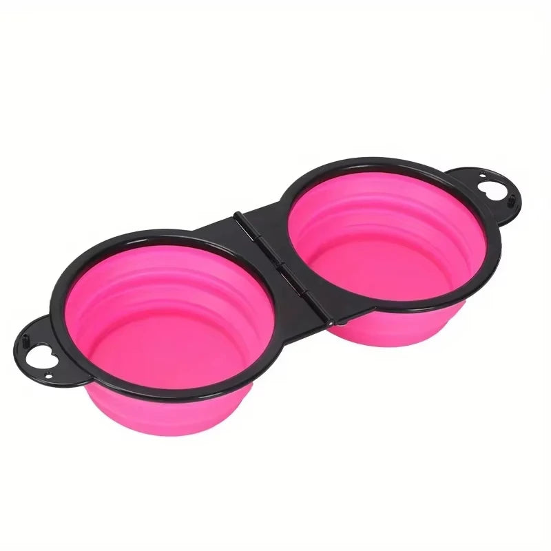 Cuenco de viaje de silicona para perros, 2 en 1, plegable, para comida y agua
