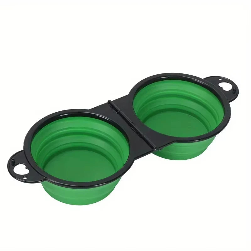 Cuenco de viaje de silicona para perros, 2 en 1, plegable, para comida y agua