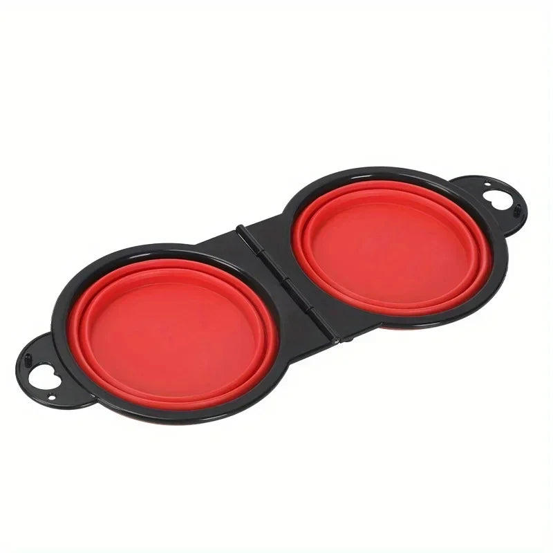 Cuenco de viaje de silicona para perros, 2 en 1, plegable, para comida y agua