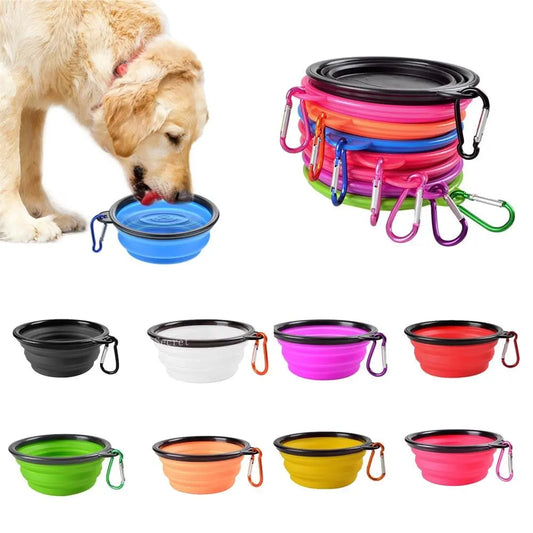 Cuenco plegable de silicona para mascotas, para comida y agua exteriores