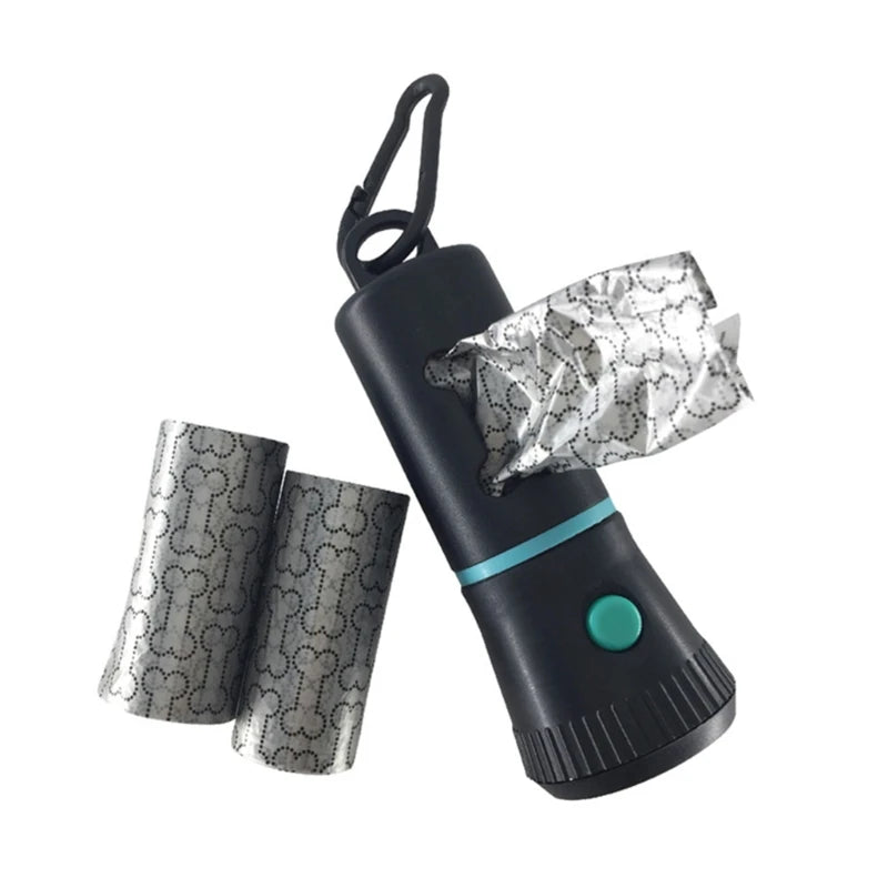Dispensador de bolsas para excrementos de perro con luz LED
