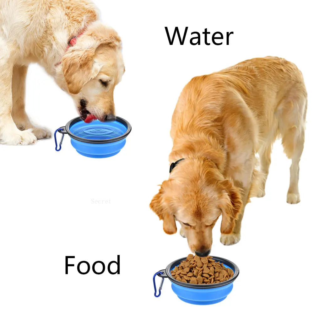Cuenco plegable de silicona para mascotas, para comida y agua exteriores
