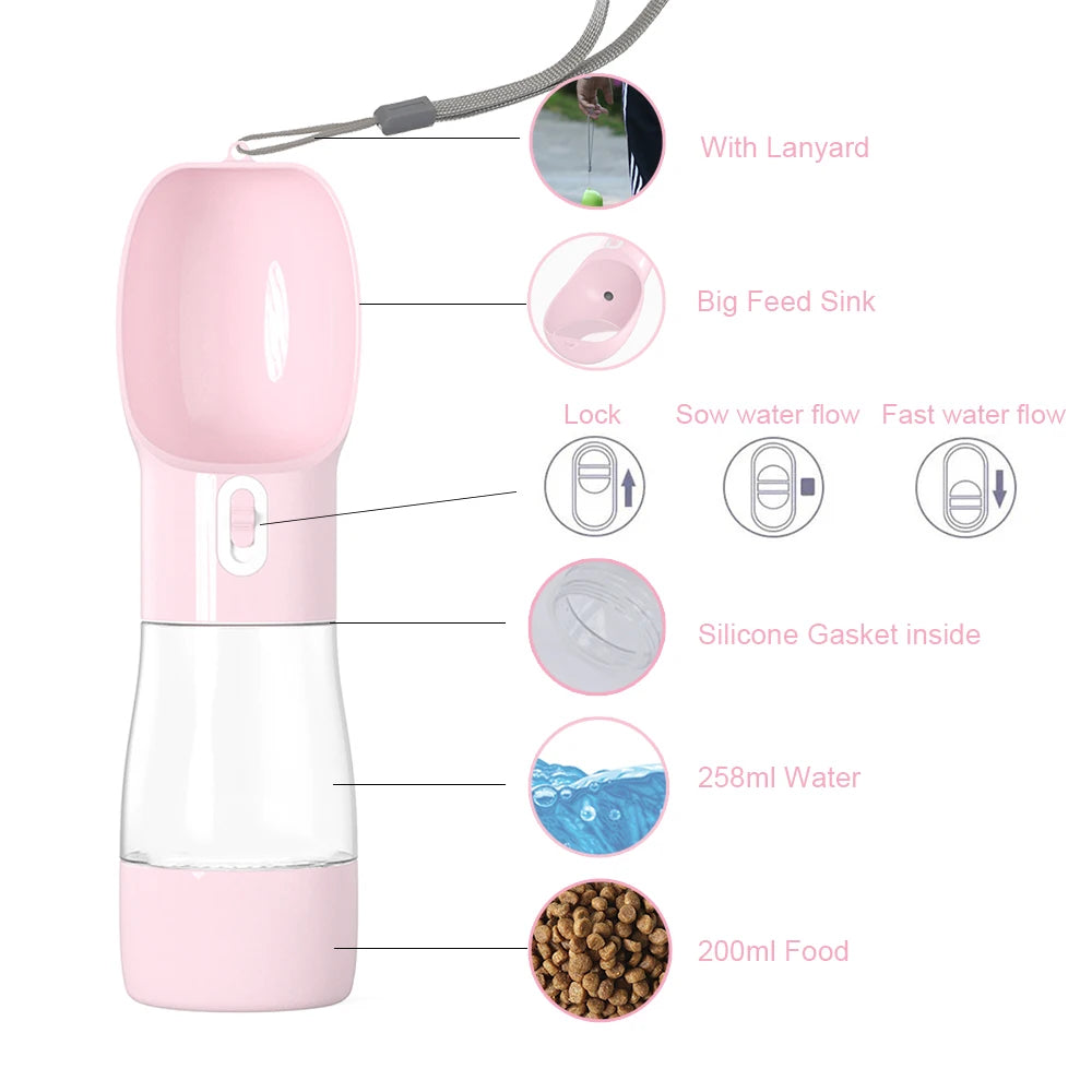 Dispensador de agua y comida portátil para perros 2 en 1