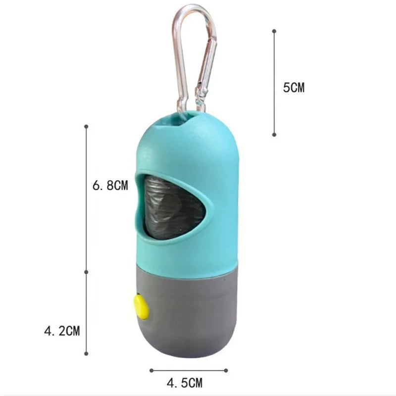 Dispensador de bolsas para excrementos de perro con luz LED