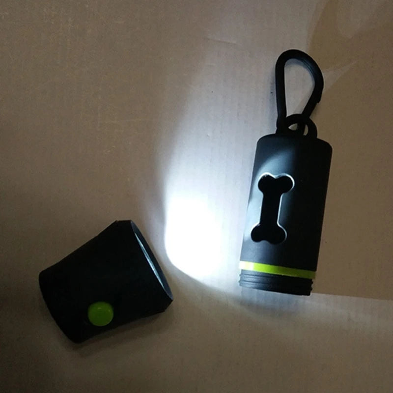 Dispensador de bolsas para excrementos de perro con luz LED