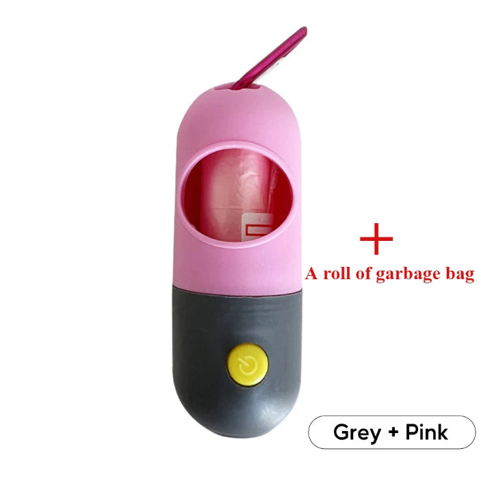 Dispensador de bolsas para excrementos de perro con luz LED