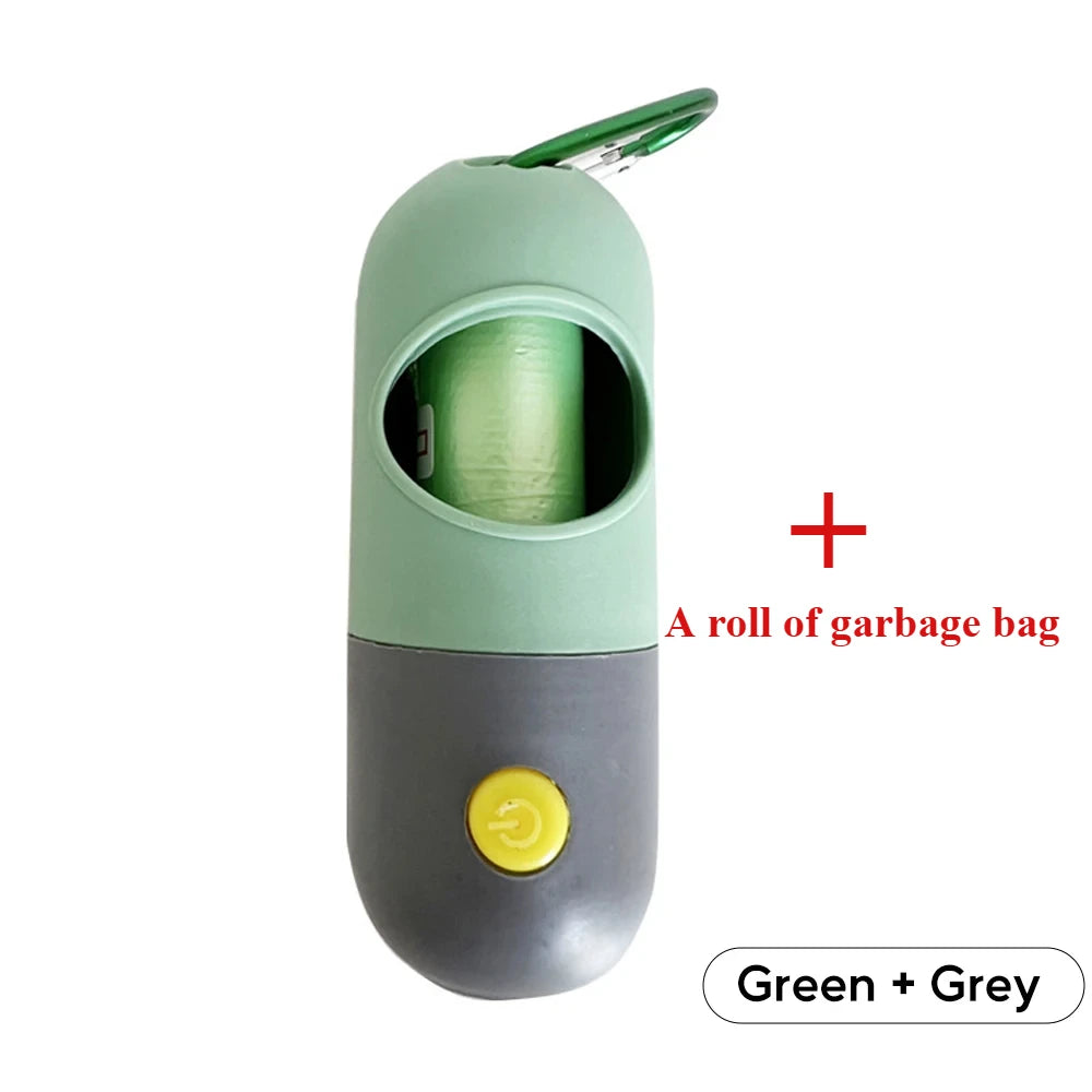 Dispensador de bolsas para excrementos de perro con luz LED