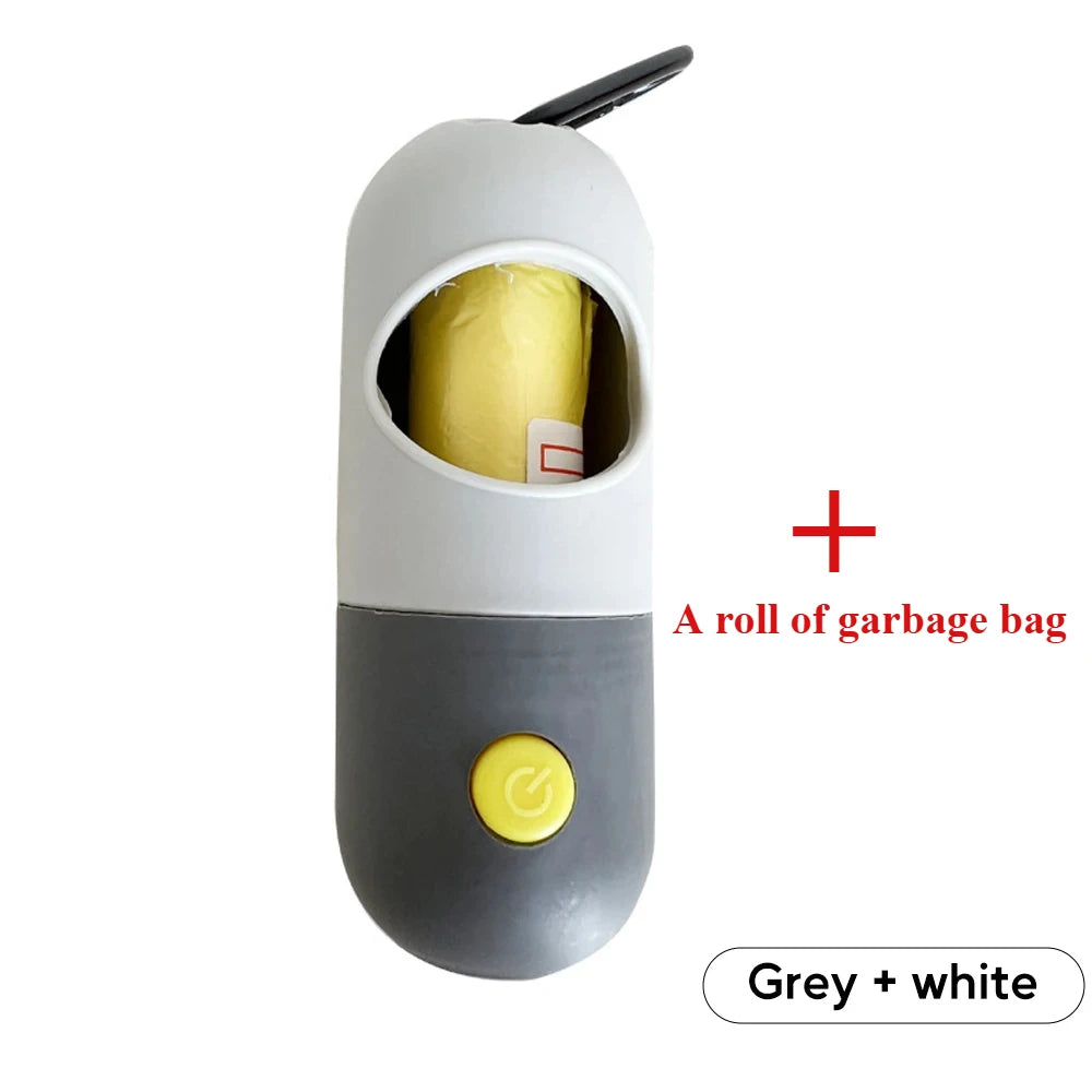 Dispensador de bolsas para excrementos de perro con luz LED